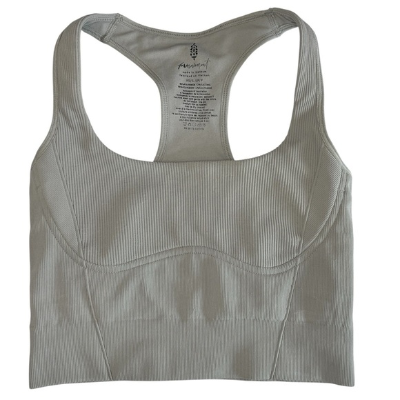 Free People Movement Ribbed Racerback Sports Bra XS/S Taupe Gray Medium Support - Picture 2 of 5